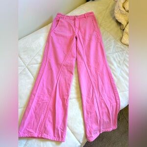 ZARA hot pink wide leg denim pants